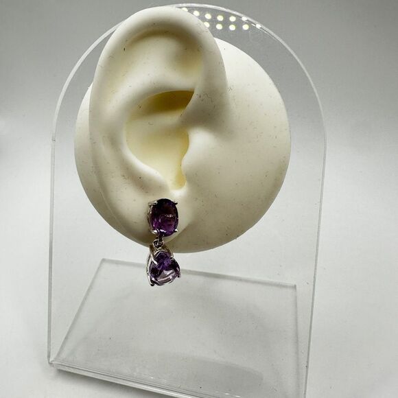 NWOT Stunning Faceted Amethyst dangle earrings set in sterling silver! - Picture 16 of 16
